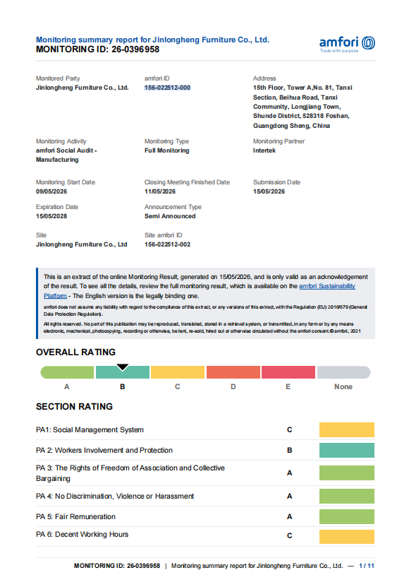 BSCI certification for upholstered bed manufacturing compliance