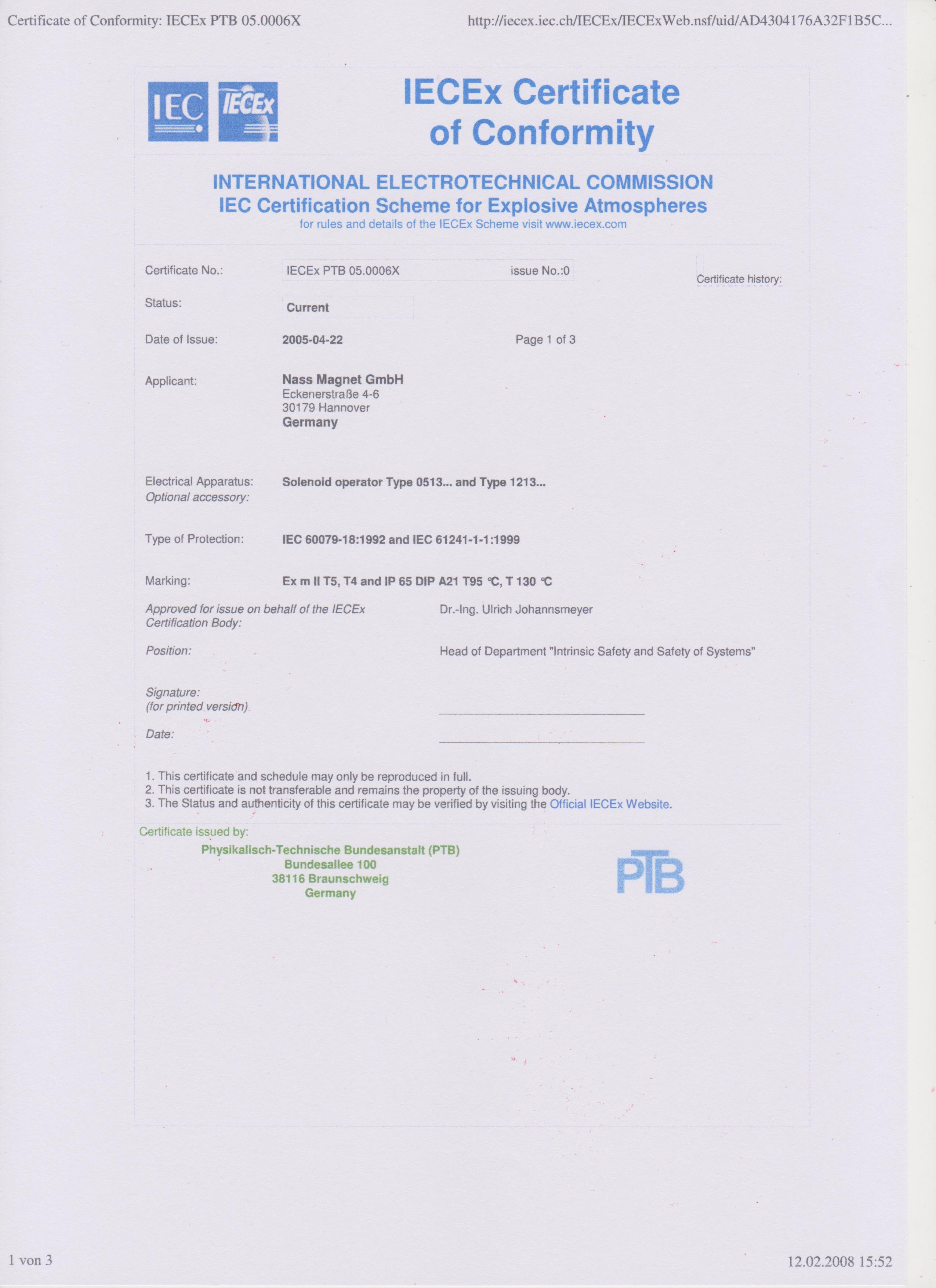 IECEx certification associated with Shichuangli industrial equipment