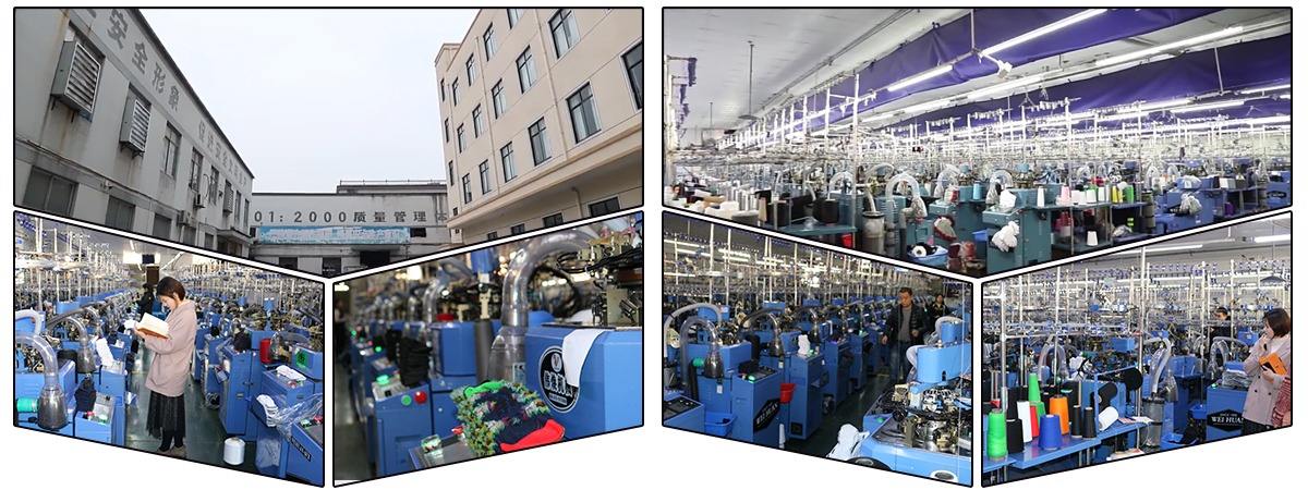 Computerized high speed jacquard machines in sports socks manufacturing factory