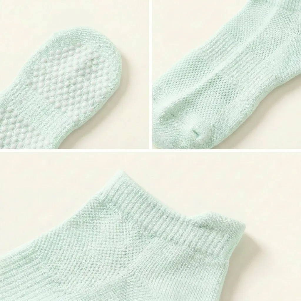 Custom low-cut Pilates grip socks with durable anti-slip silicone patterns