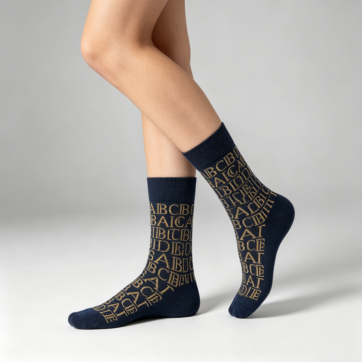 Custom Crew Socks with Monogram Design and Reinforced Heel