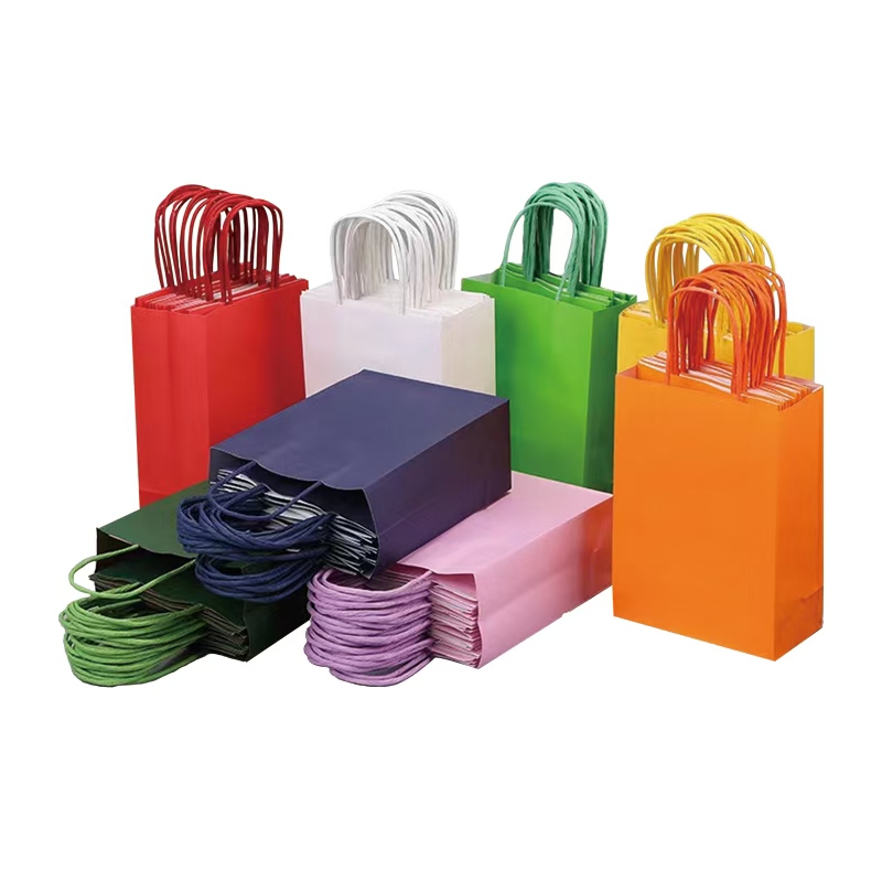 Custom printed craft paper bag with reinforced handles for strength testing