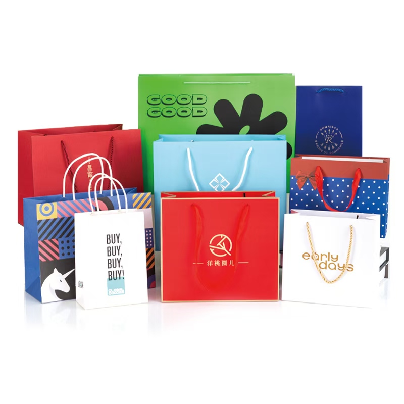 White cardboard paper bag with customizable handle and thickness