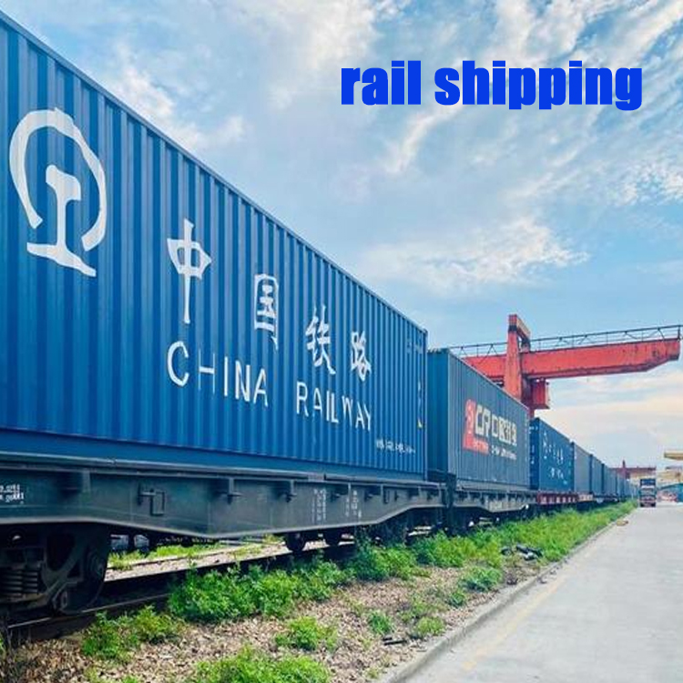 Railway freight forwarder shipping container loading and transport from China to Europe