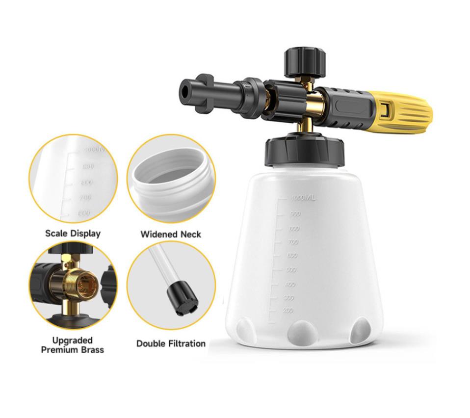 Internal components of the aluminum snow foam cannon including the 1.2mm orifice nozzle