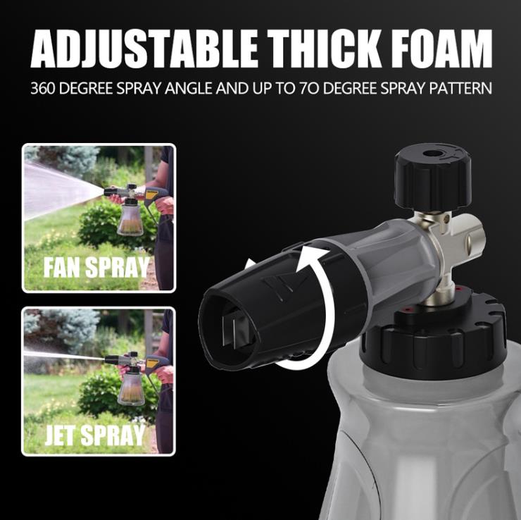 Brass snow foam cannon components including brass metal body and single steel filter net