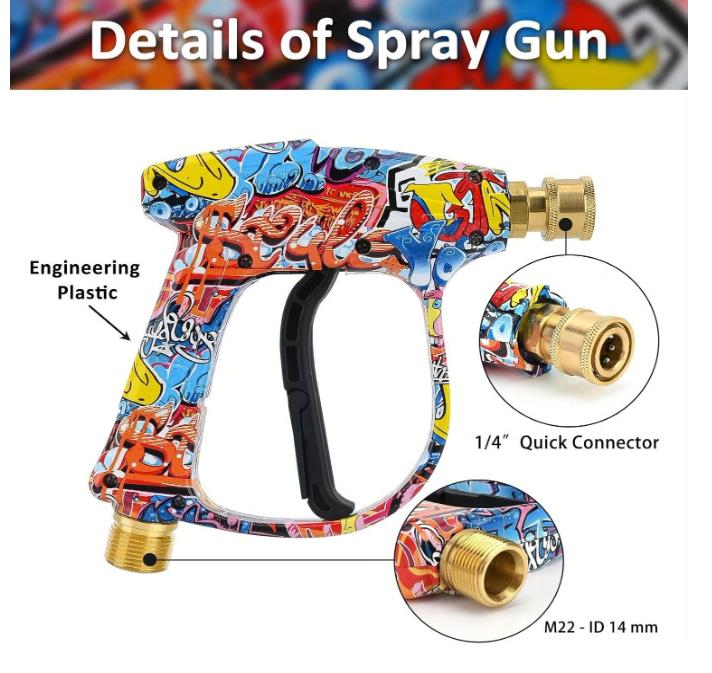 Durable pressure washer gun with stainless steel valve rated for 4640psi working pressure