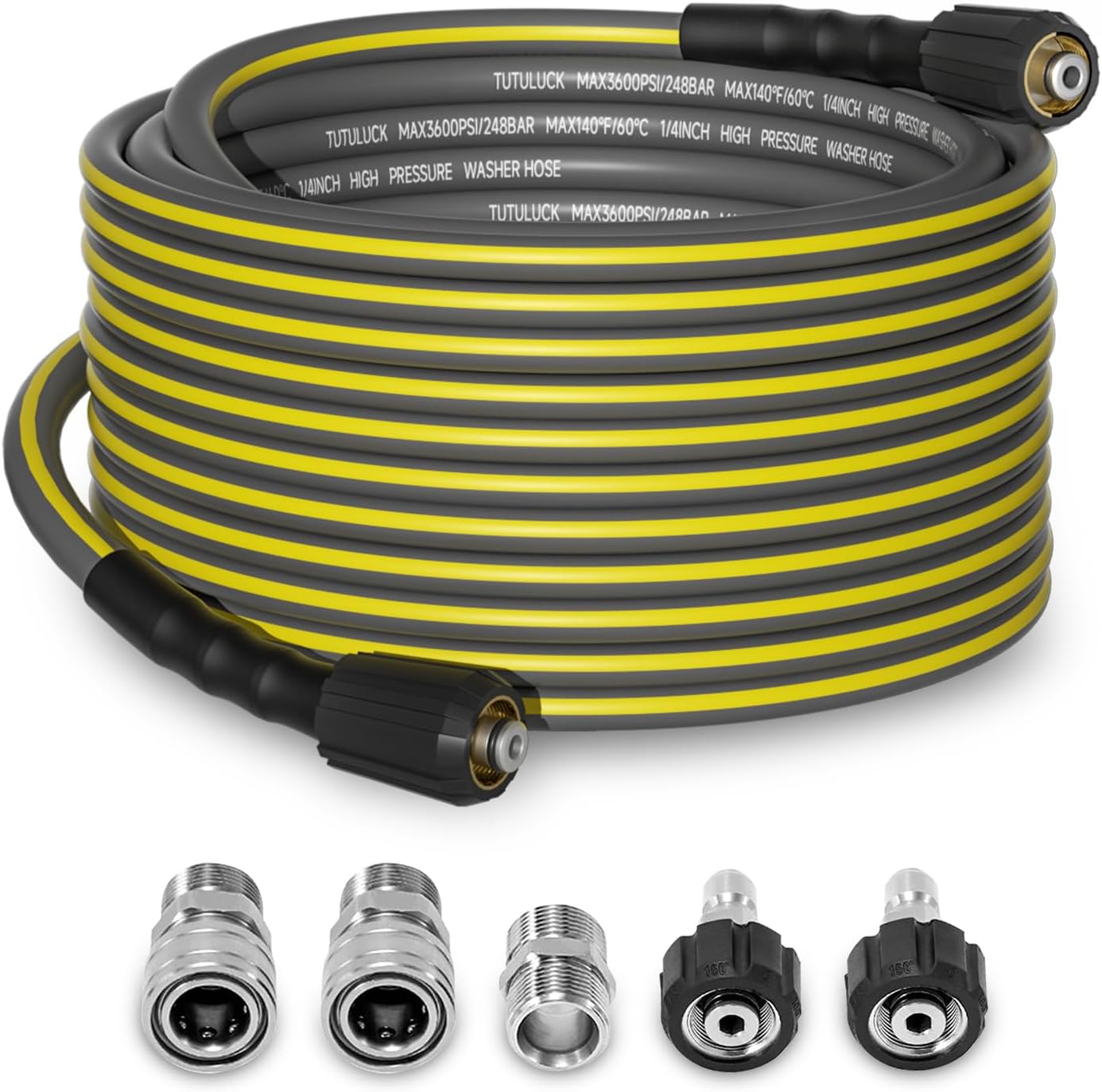 High pressure braided hose with M22 connectors for industrial washing