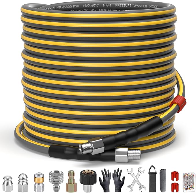 High pressure hose connection detail with G thread adapters