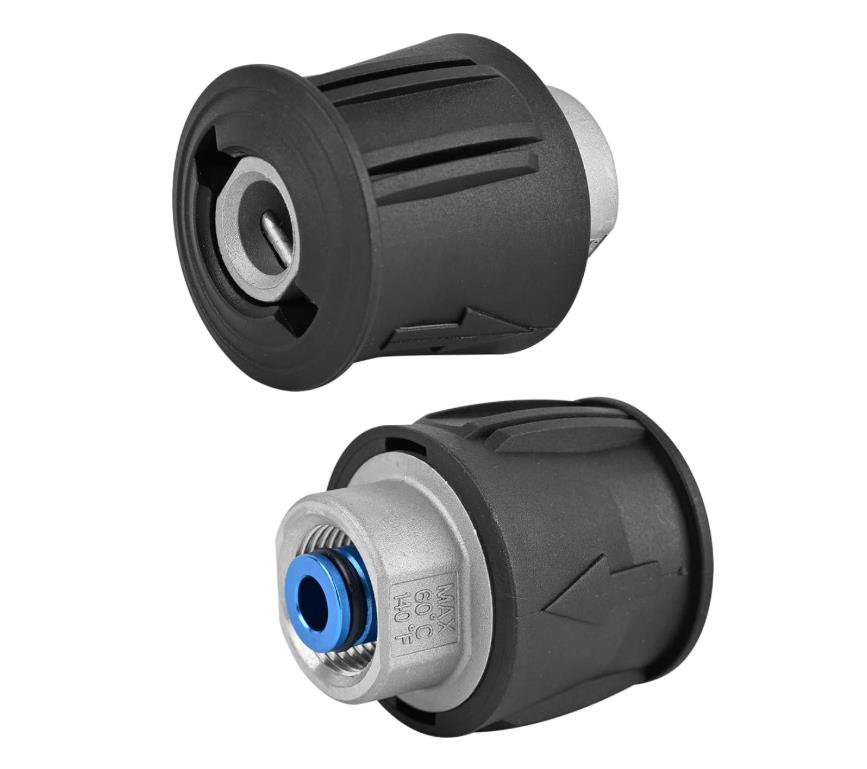 Precision machined aluminum adapter for pressure washer compatibility