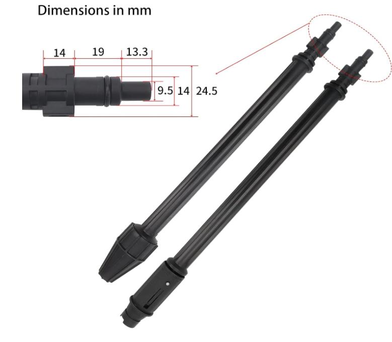 Compatible plastic extension lance close up view of connectors