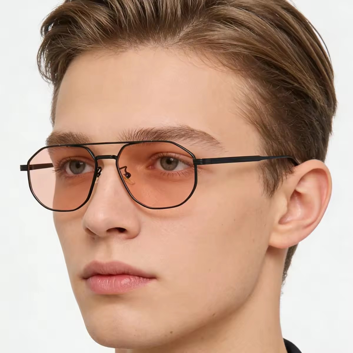 Logo Custom 2026 Retro Gradient Lens Metal Pilot Sun Glasses UV400 Double Bridges Polygon Sunglasses for Men Women