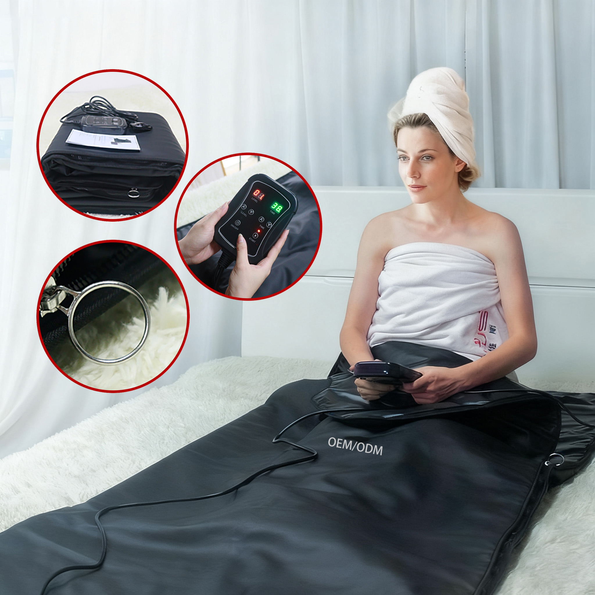 Single zone Infrared Sauna Blanket Zipper type BW-801A with custom controller option