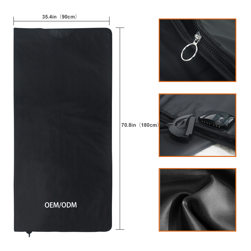 Zipper type leather sauna blanket with integrated heating layer