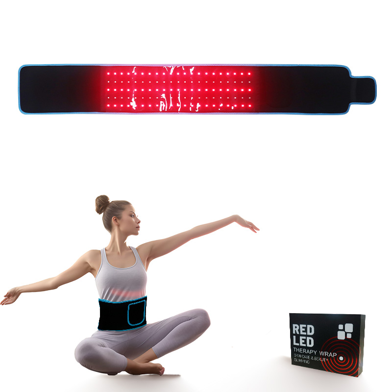 Black and blue red light therapy slimming belt featuring OK cloth and TPU material