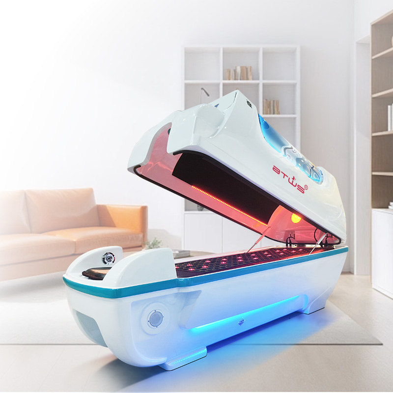 Interior view of BW-607 Infrared dry sauna capsule showing red light therapy and heating elements