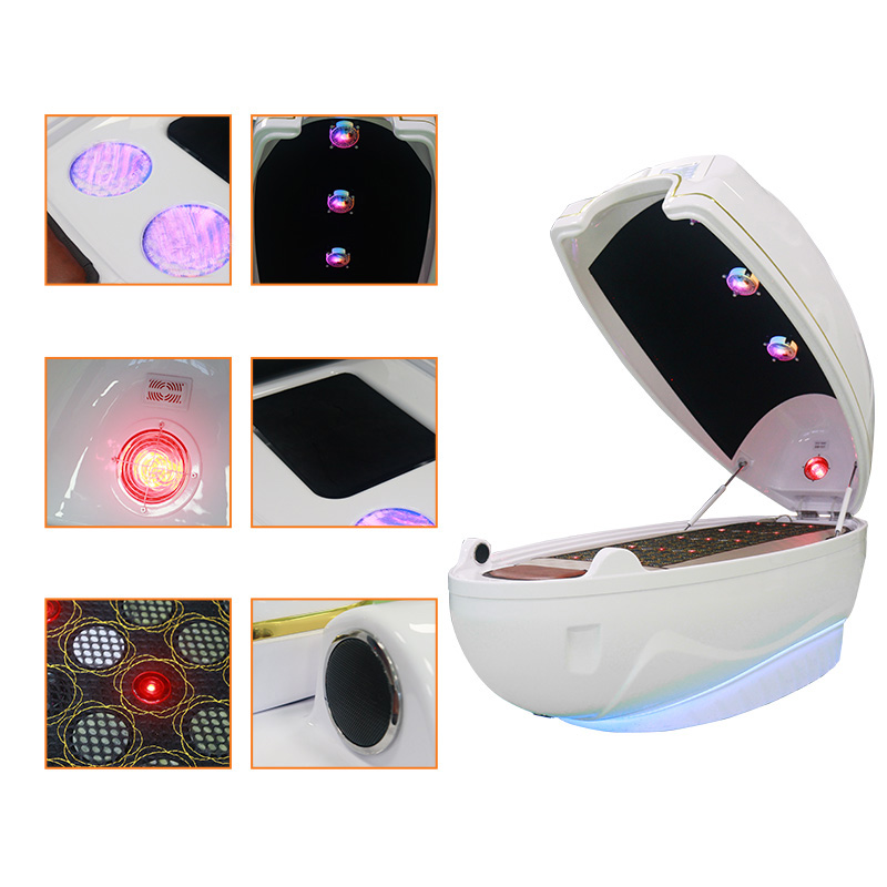 Interior view of the BW-608-A Infrared Dry Sauna Capsule showing the red light therapy array