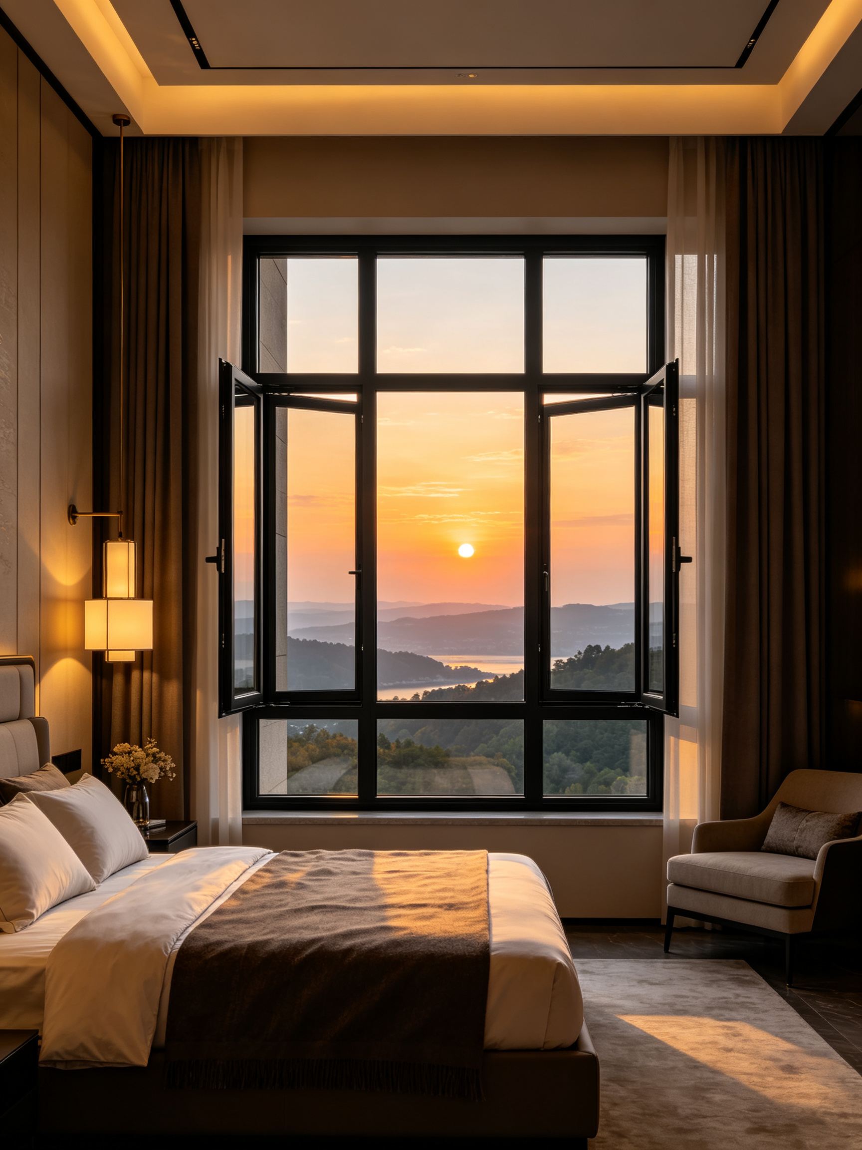 Casement double glazed windows with 6063-T5 native aluminum