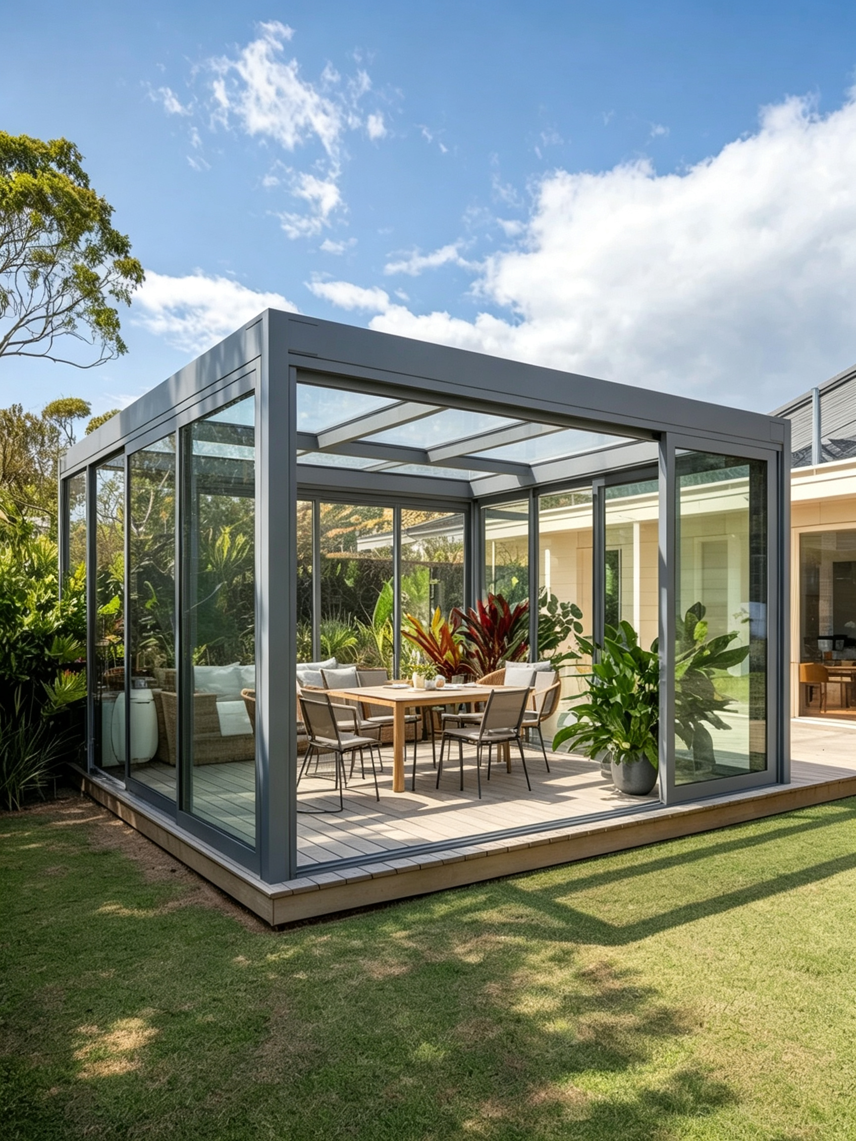 Detail assembly of customized aluminum sunroom profile