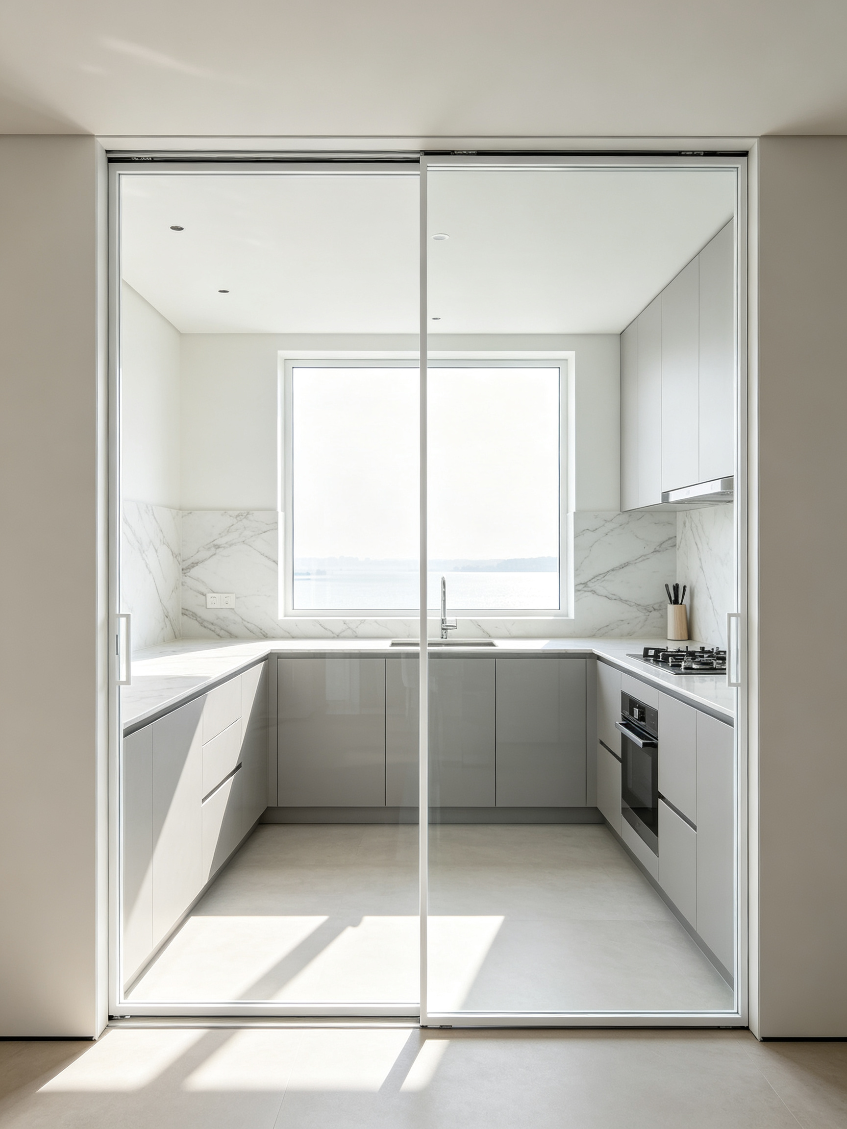 Close-up of high-strength aluminum door profile and integrated locking hardware
