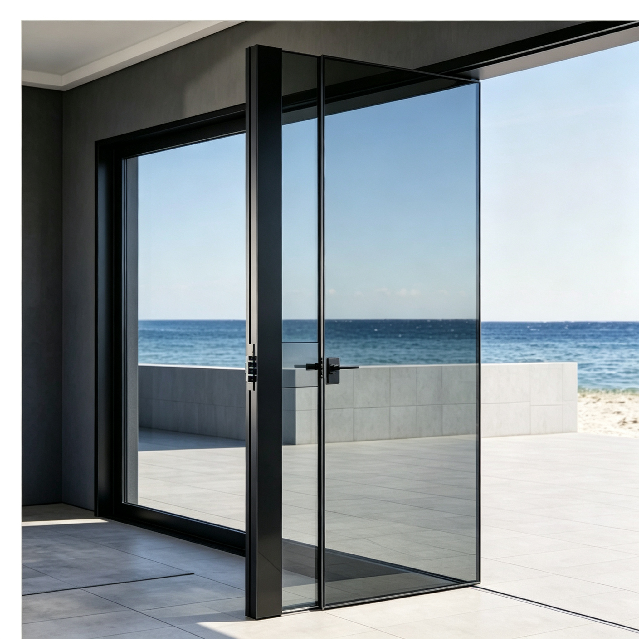 High-strength aluminum pivot door suitable for commercial entryways and structural assemblies