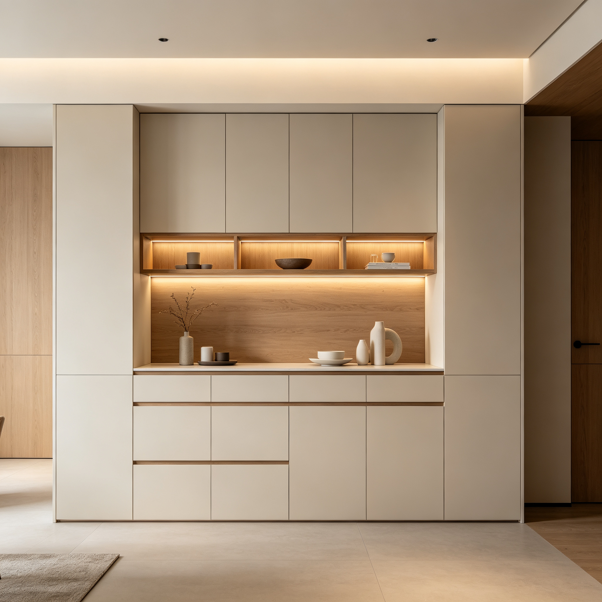 Sideboard cabinet product with configured storage design