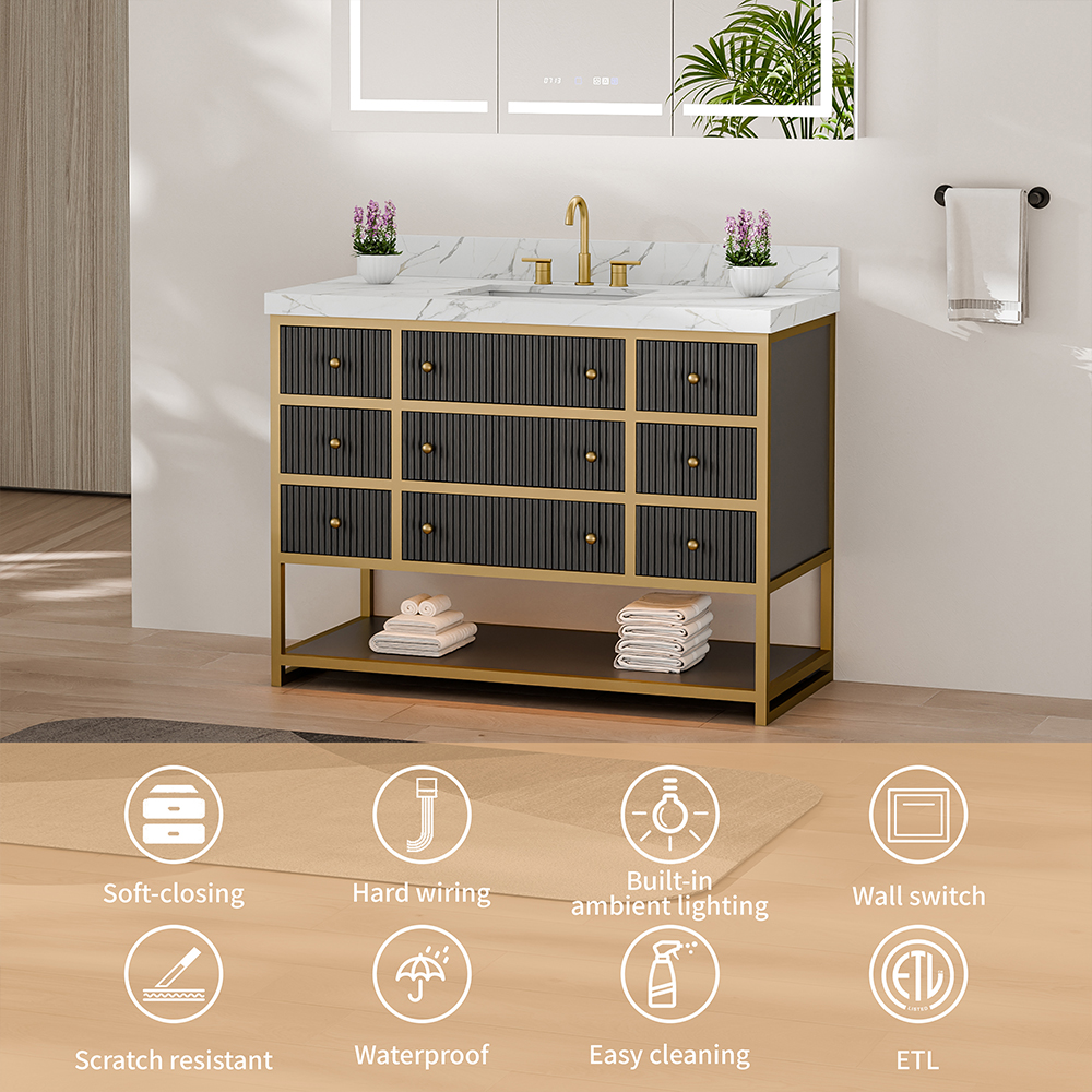 Key features and material specifications of solid wood and plywood freestanding vanity