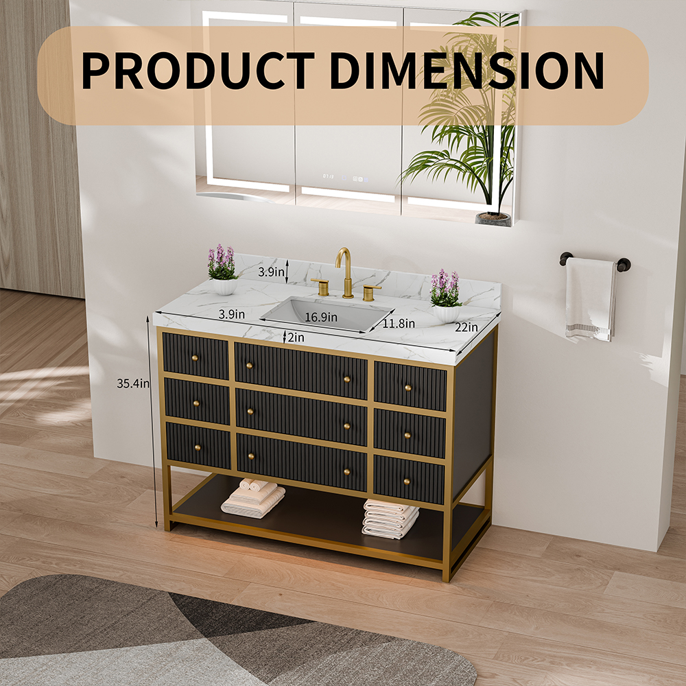 Dimensions of the 48-inch freestanding vanity for hotel project planning