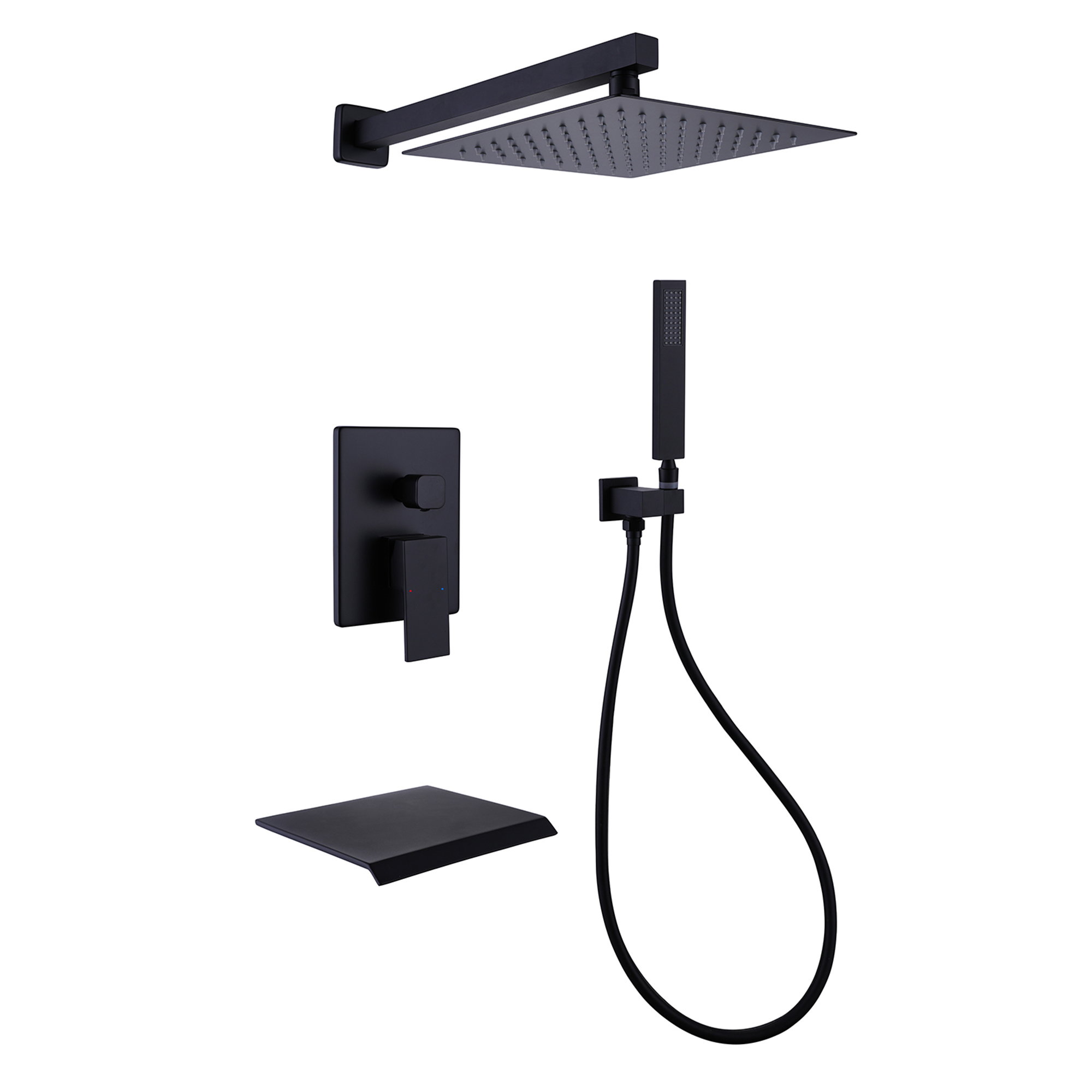 Standard Shower Set Overhead Spray and Handheld Shower Head Components