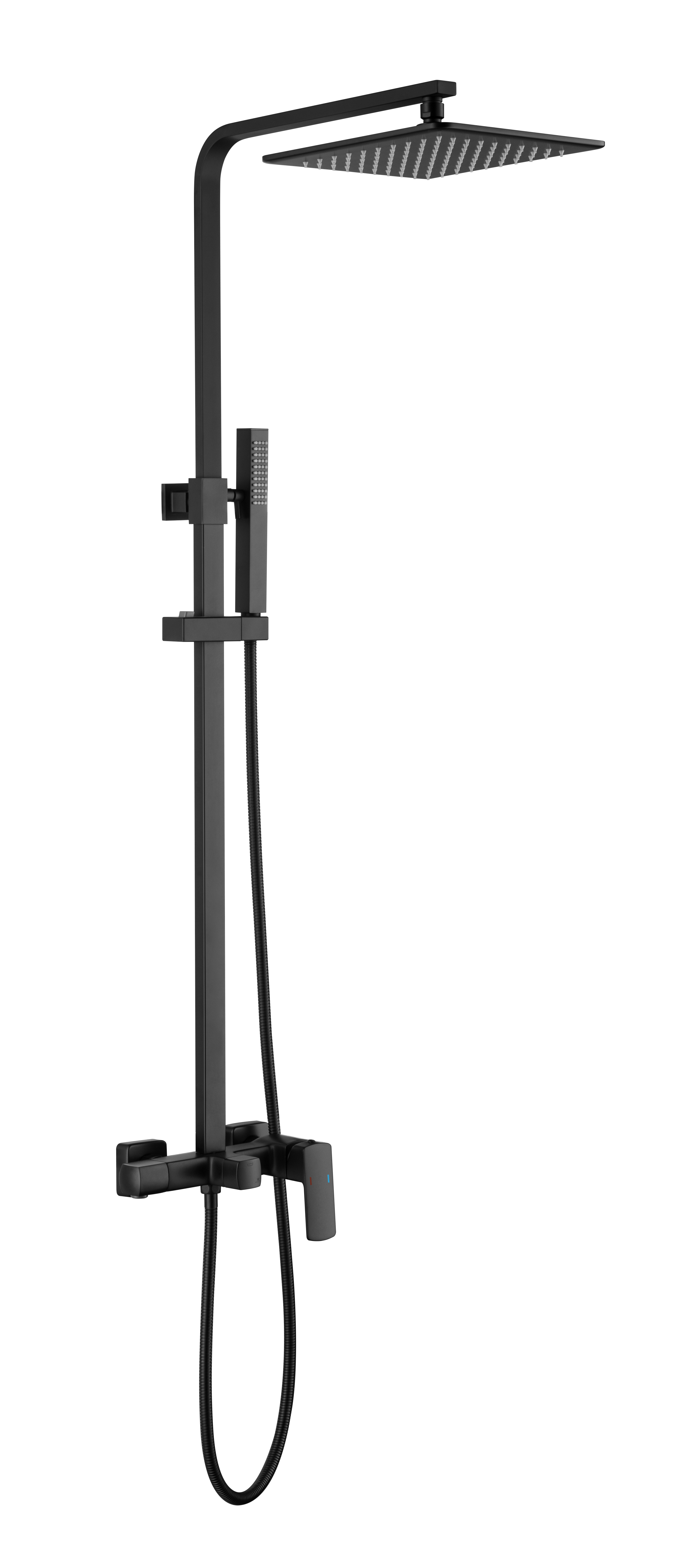 Matte Black contemporary standard shower set showing rough-in valve installation options