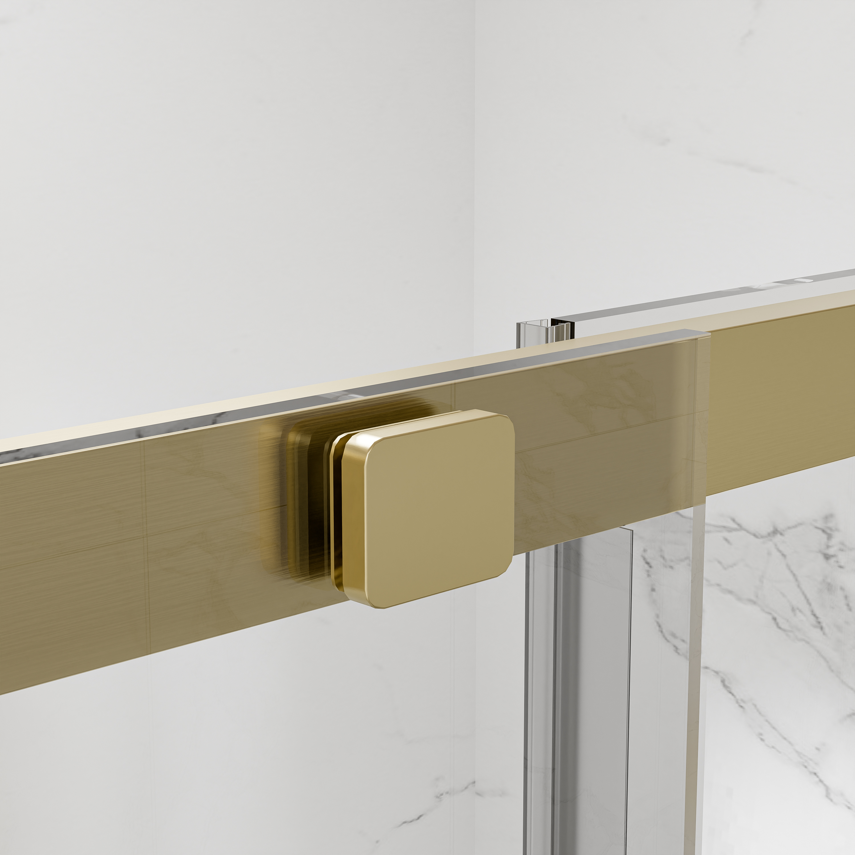 Contemporary 48-60 inch by 74 inch sliding shower door with 5/16 inch brushed gold framed glass
