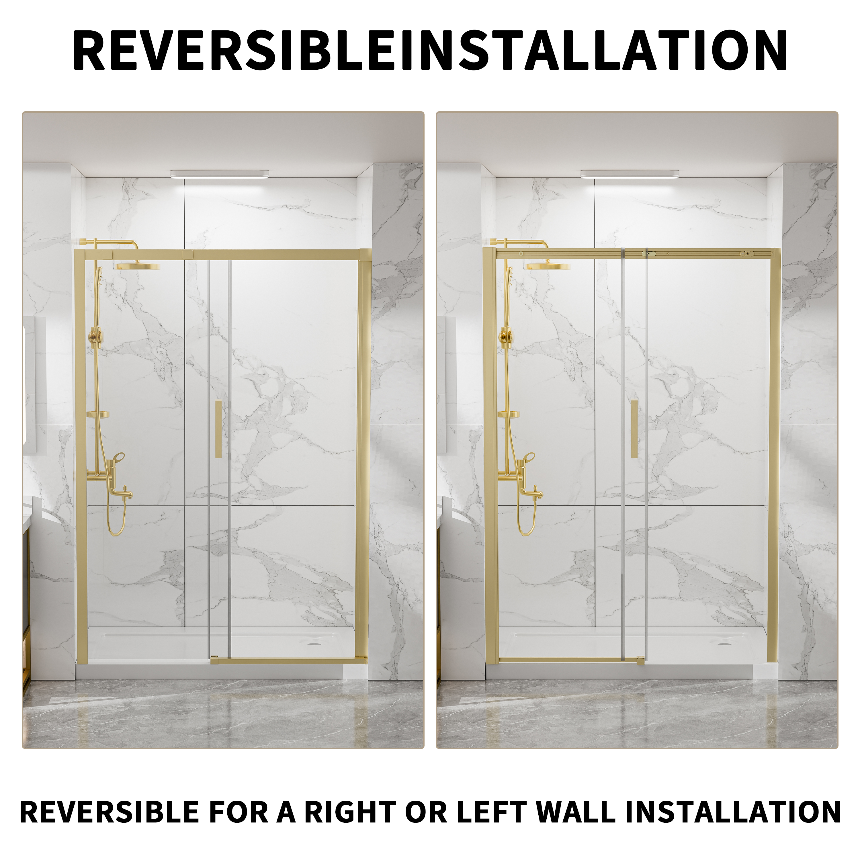 Framed sliding shower door with fully enclosed alcove configuration