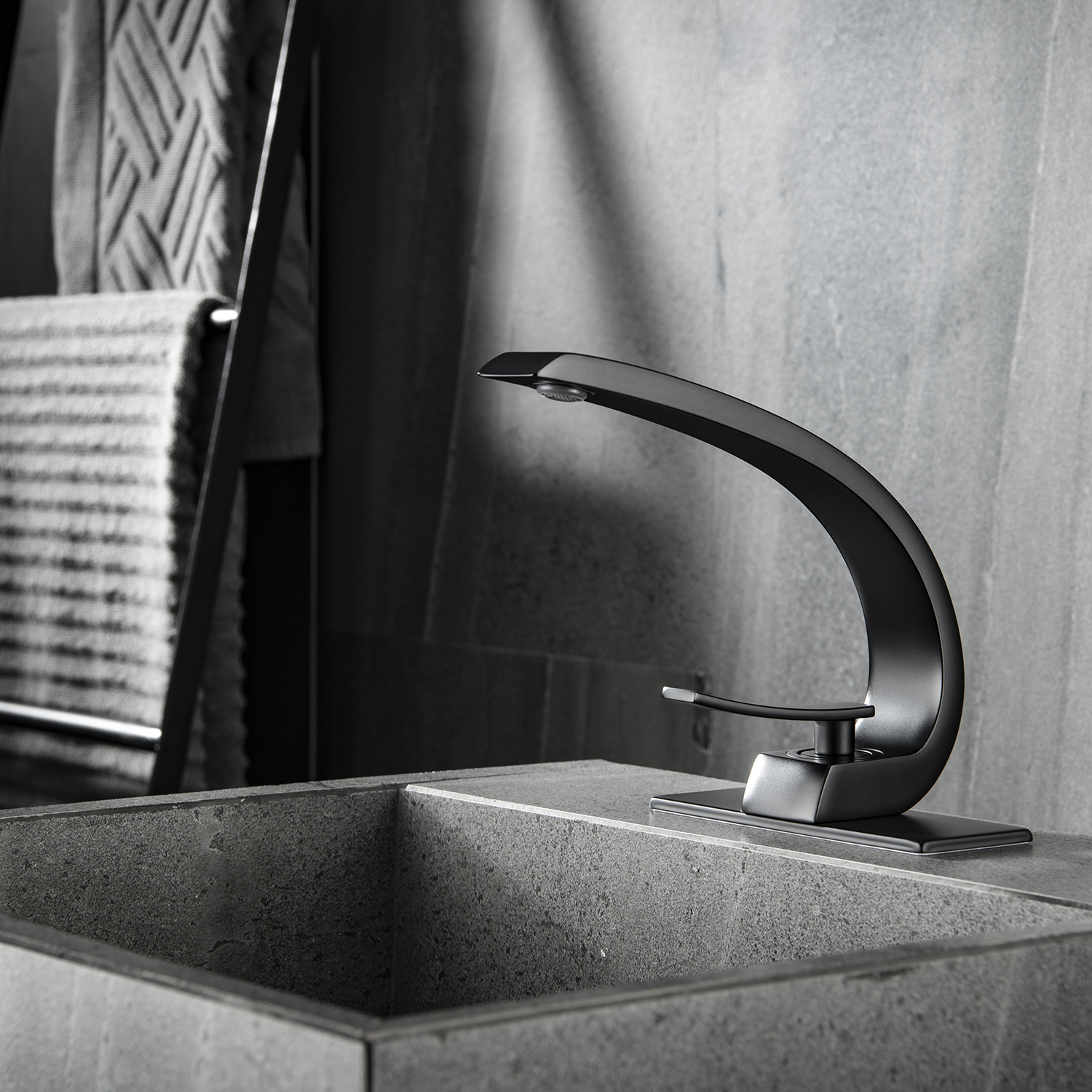 Single Hole Faucet mounting components and deck plate installation view