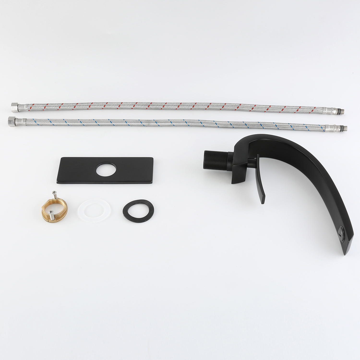 Interior ceramic valve core and brass body construction of a single hole bathroom faucet