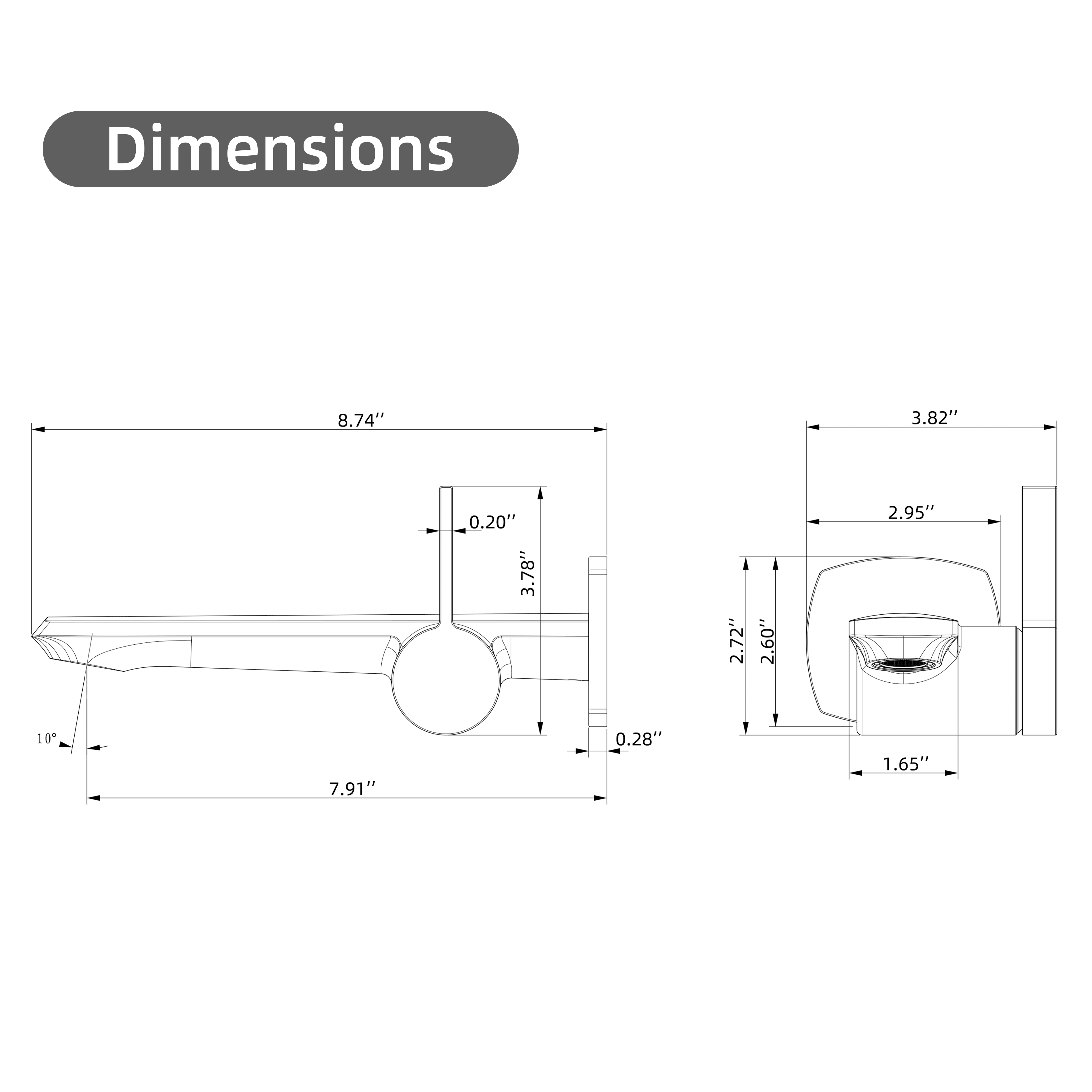 Modern Wall Mounted Single Handle Sink Faucet with Standard Mixing Valve Cartridge