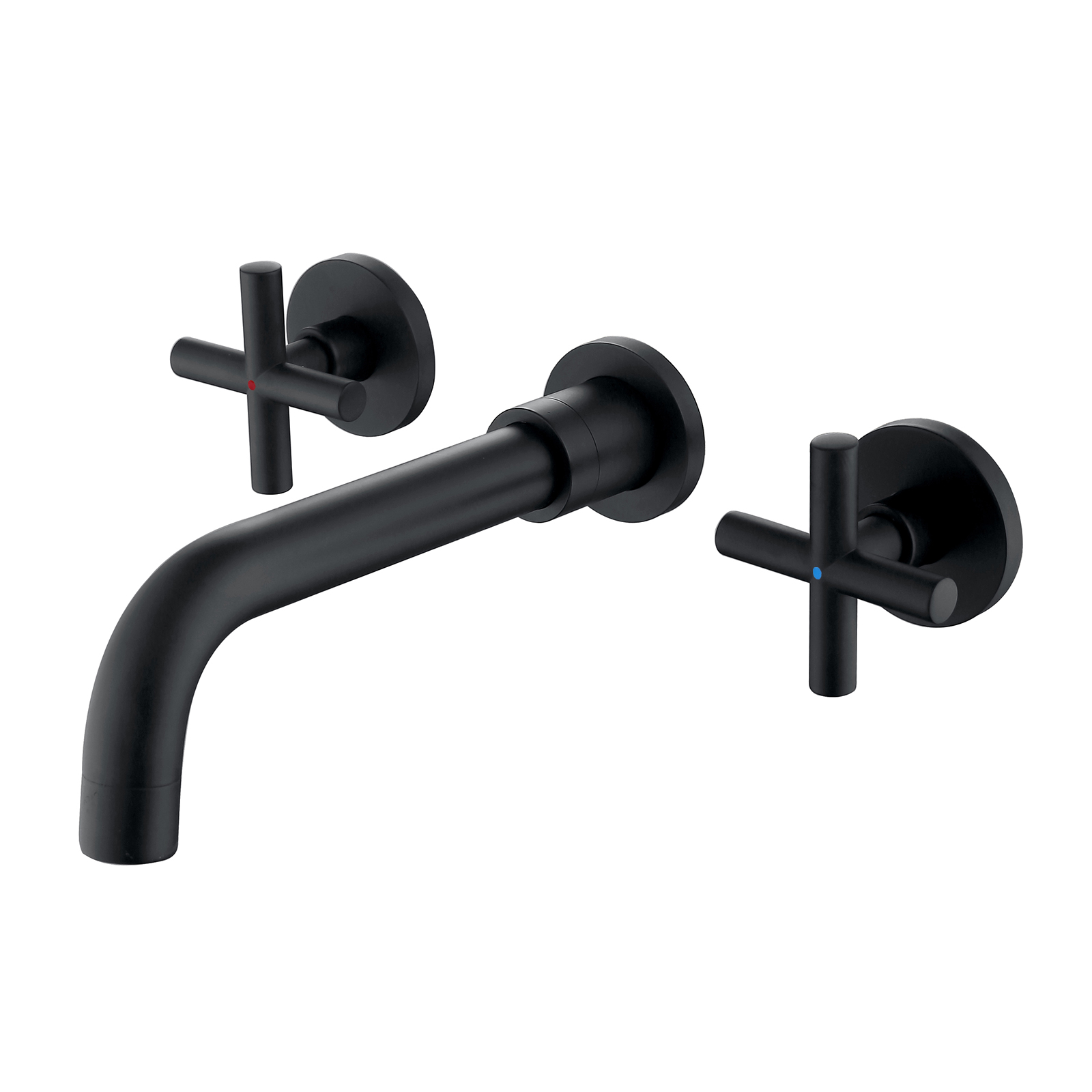 Dual-Handle Wall-Mounted Bathroom Sink Faucet with Matte Black Finish