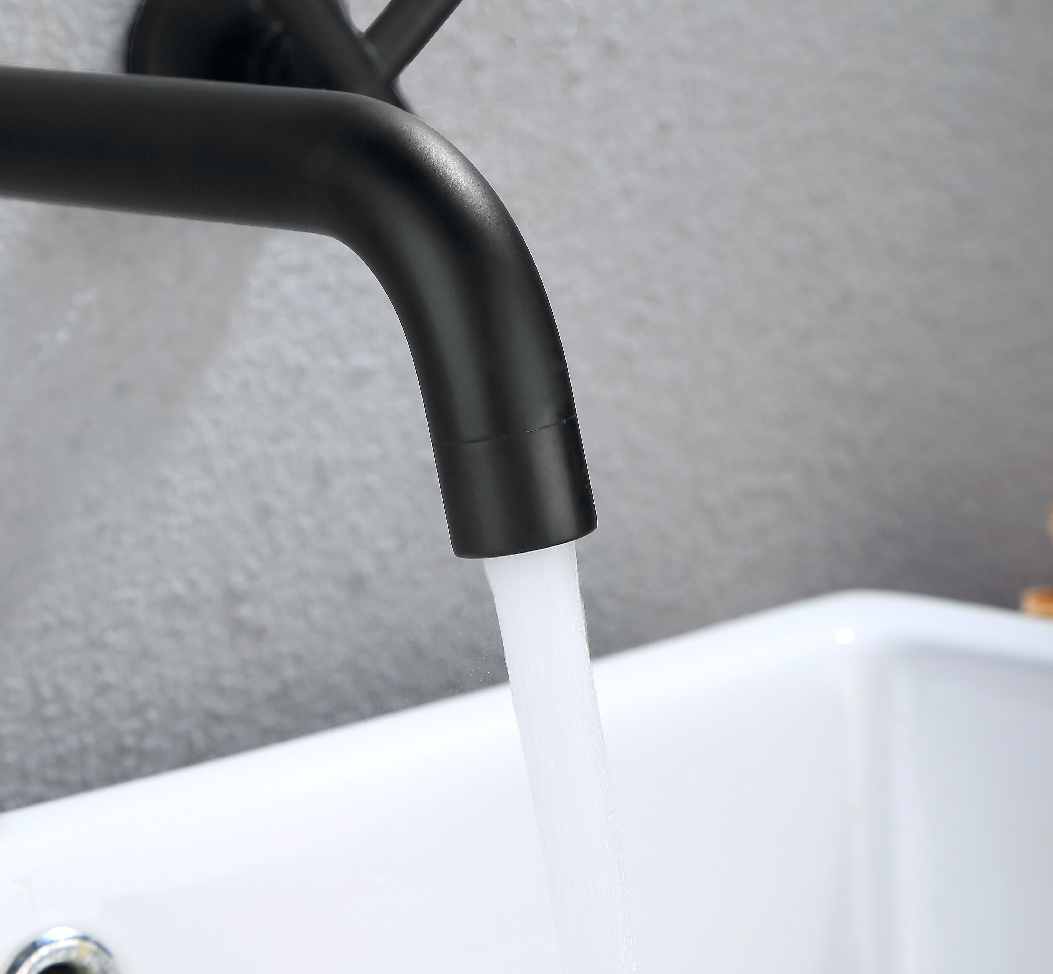 Dual-Handle Wall-Mounted Bathroom Sink Faucet with 360 Degree Swivel Spout
