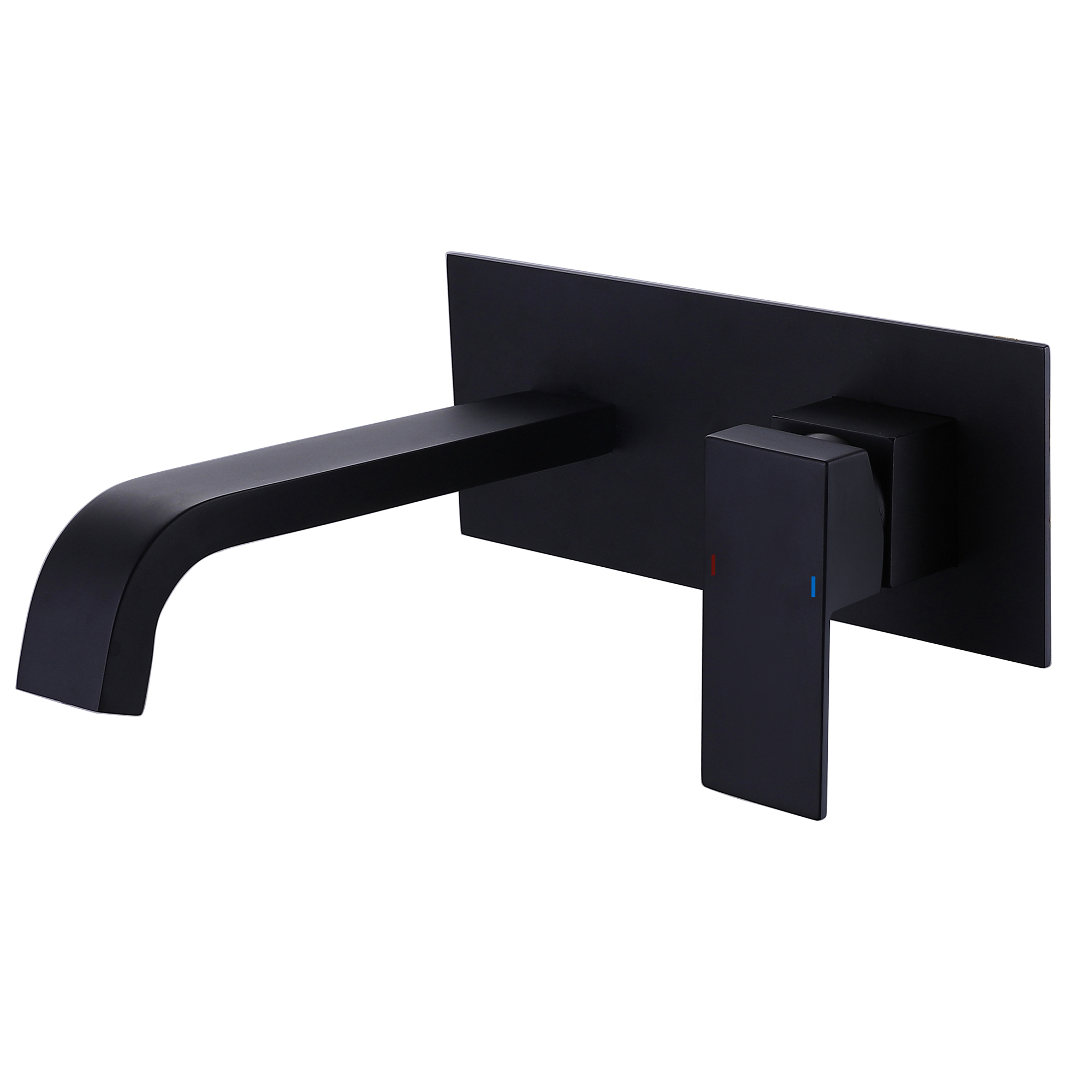 Matte black single handle wall mounted bathroom sink faucet