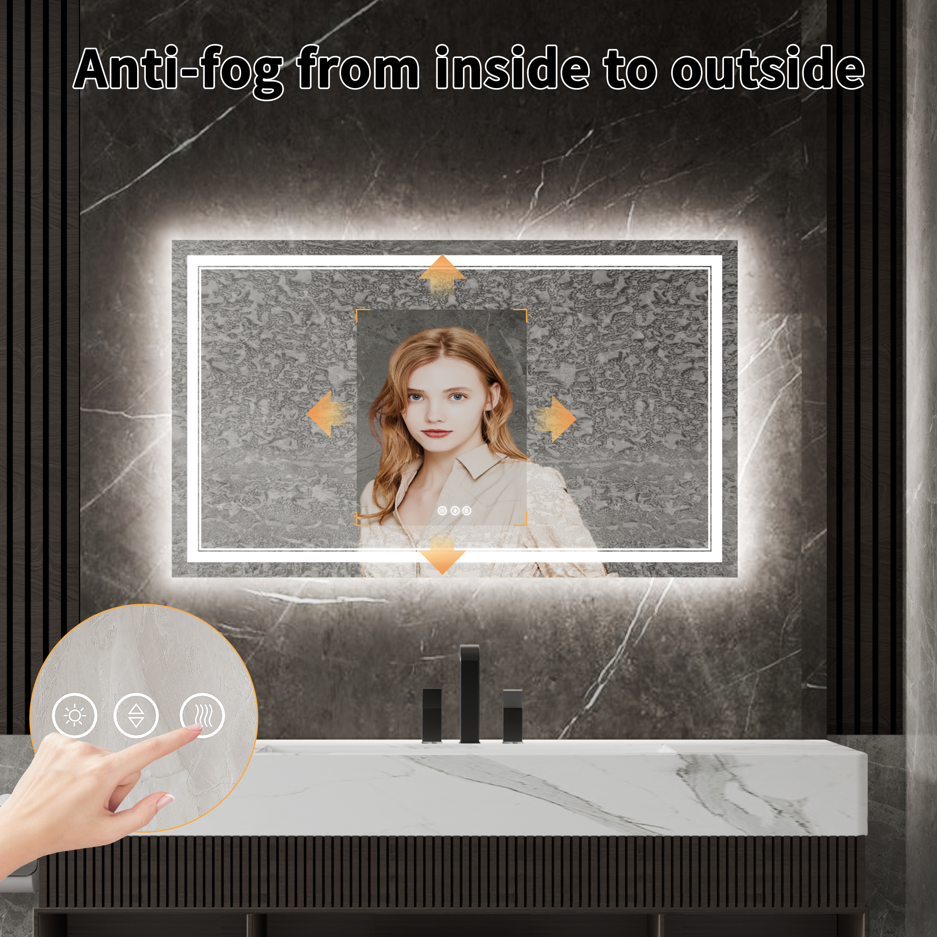 5mm tempered glass LED Bathroom Vanity Mirror installation design