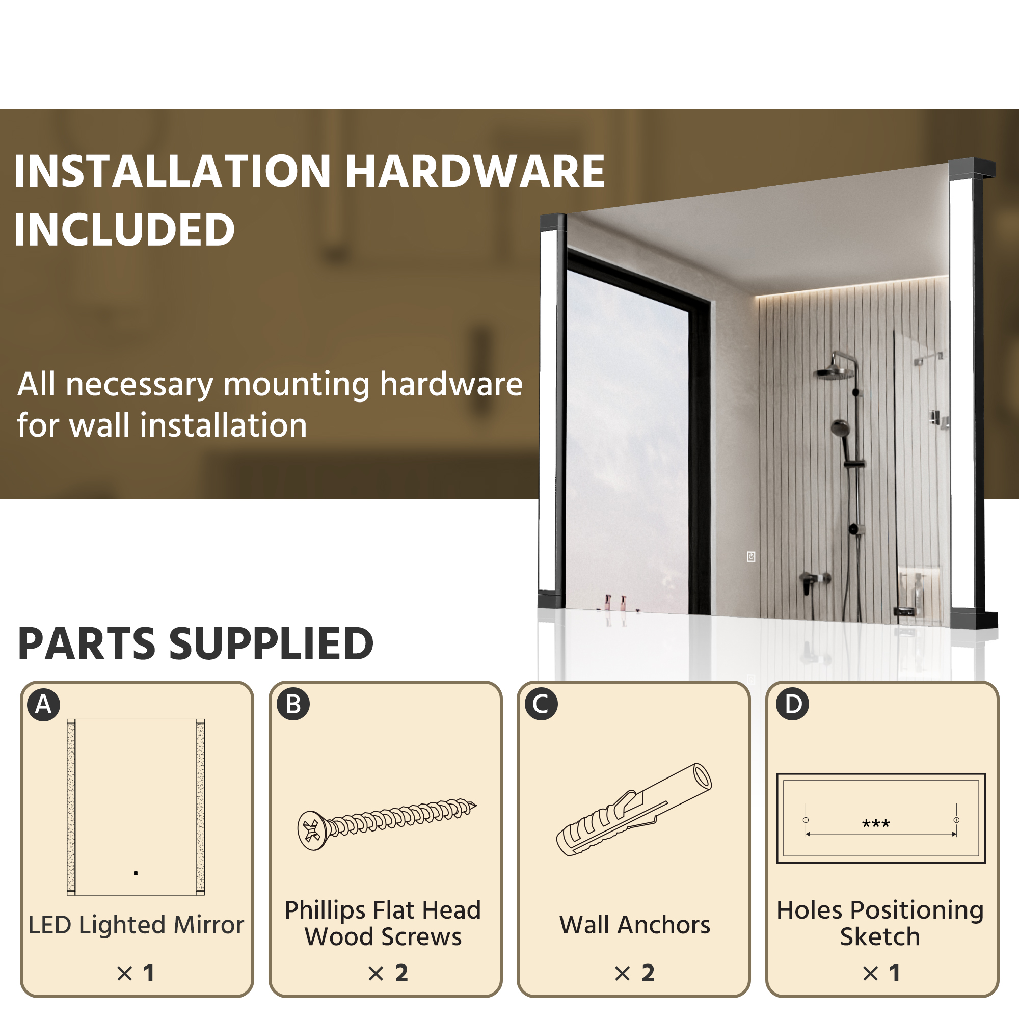 32 x 24 Inch Pivot LED Mirror with adjustable color temperature for hotel bathrooms
