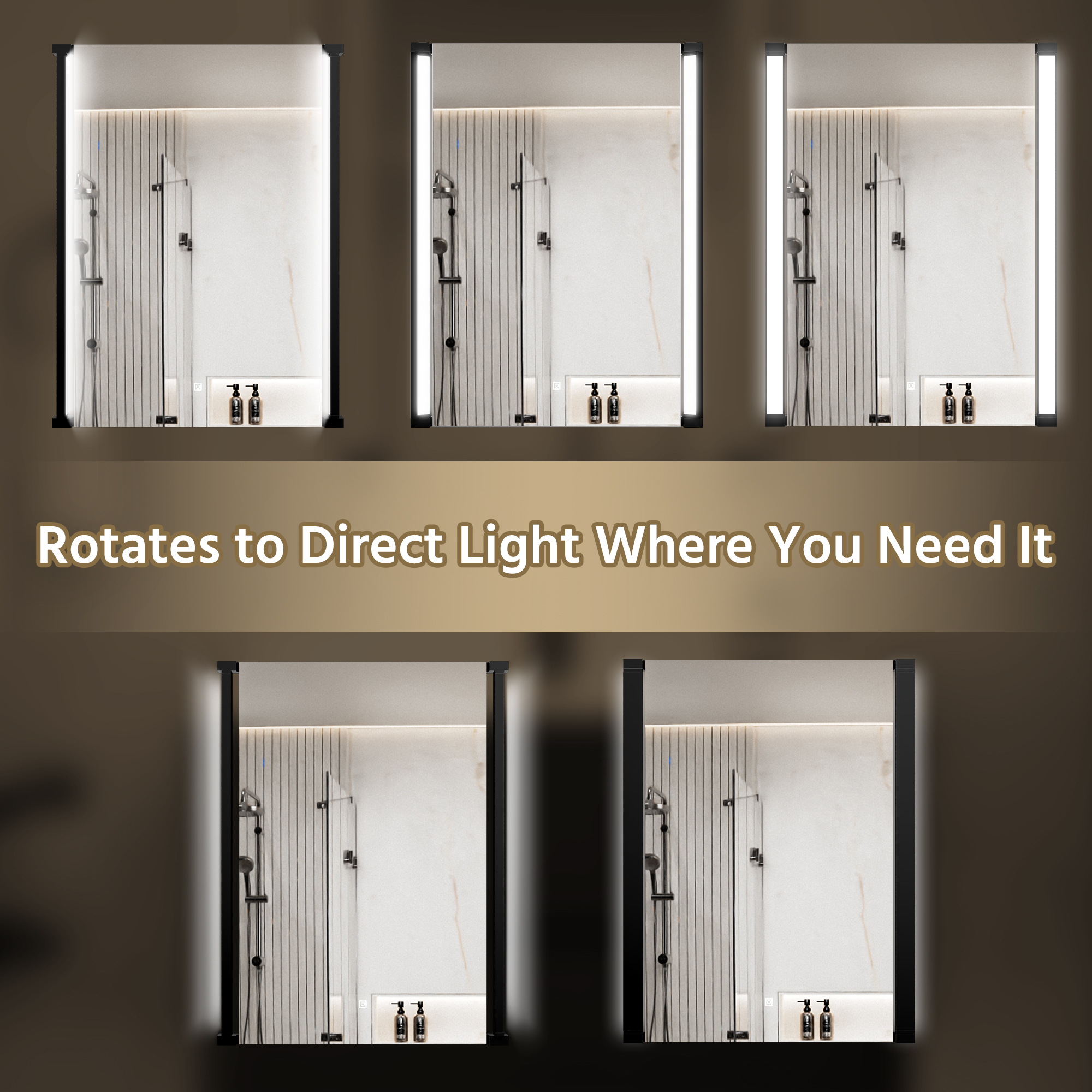 Dimmable and anti-fog LED bathroom mirror showing back wiring installation details