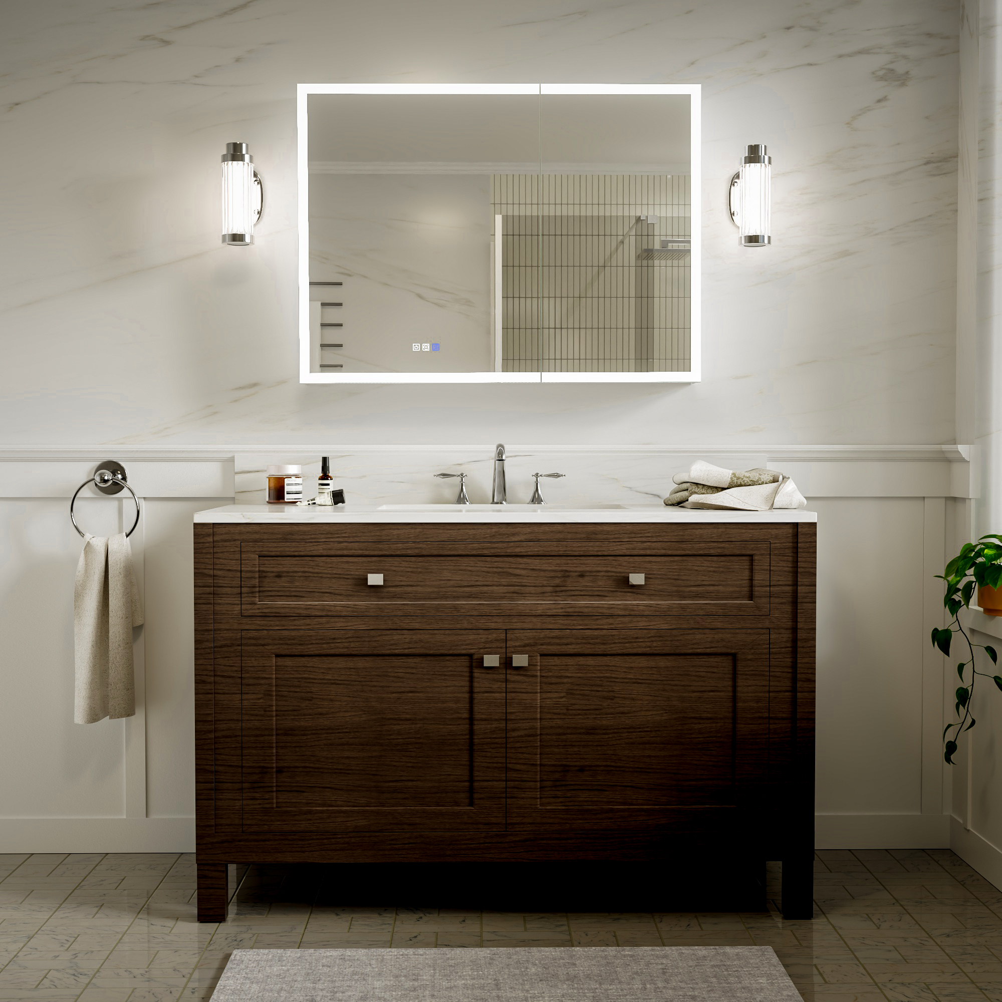 40 x 30 inch LED medicine cabinet with adjustable dimming