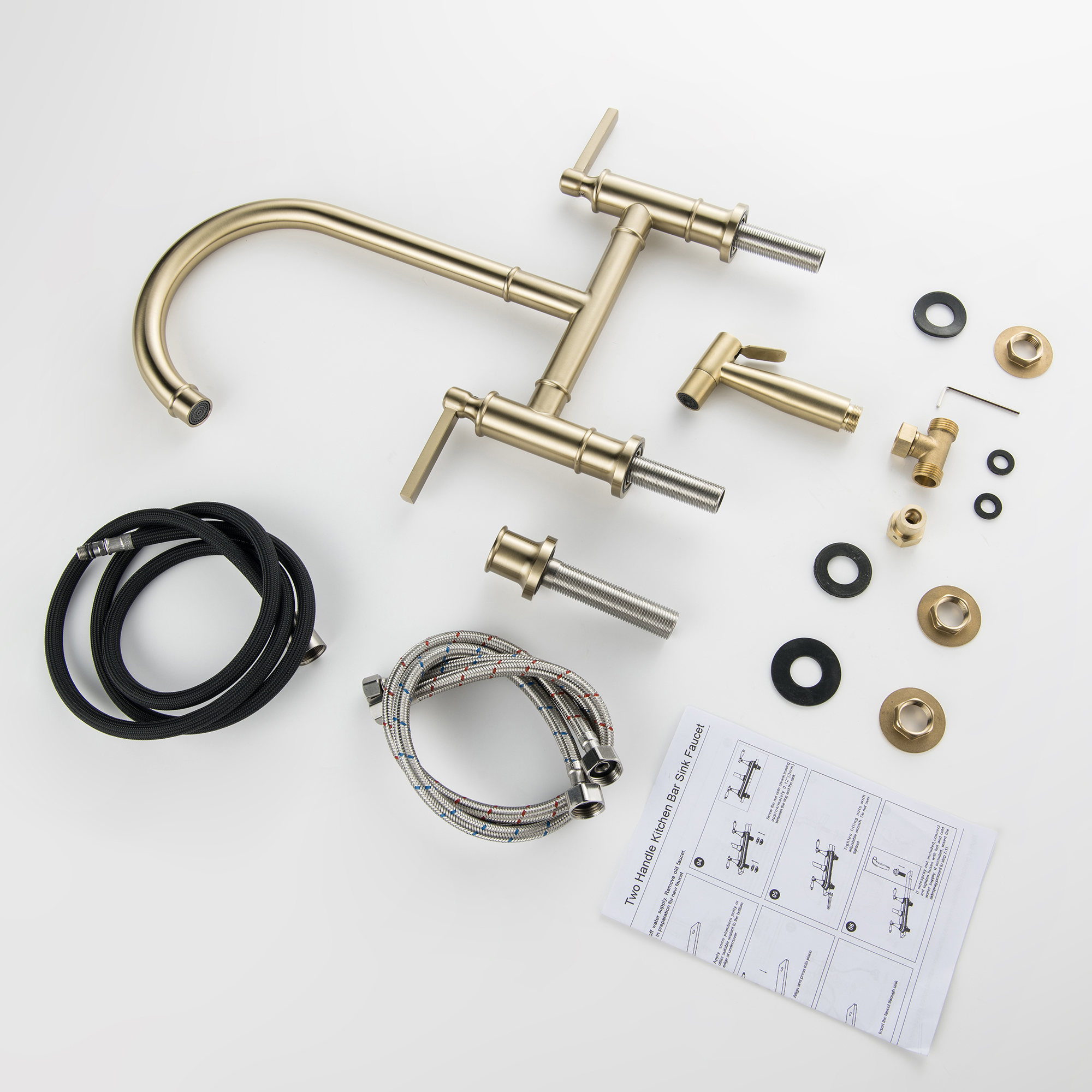 High-arc bridge kitchen faucet side view showing fixed spout design