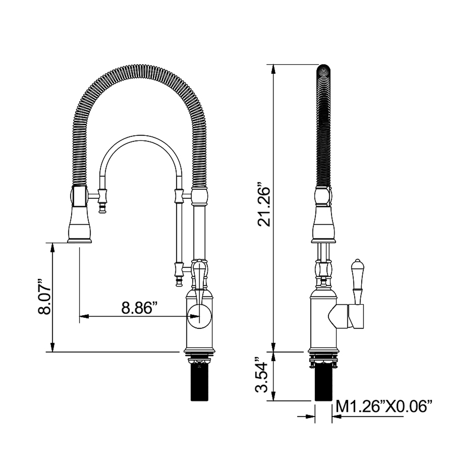 Classical Pull Down Multi-function Kitchen Faucet in Brushed Gold