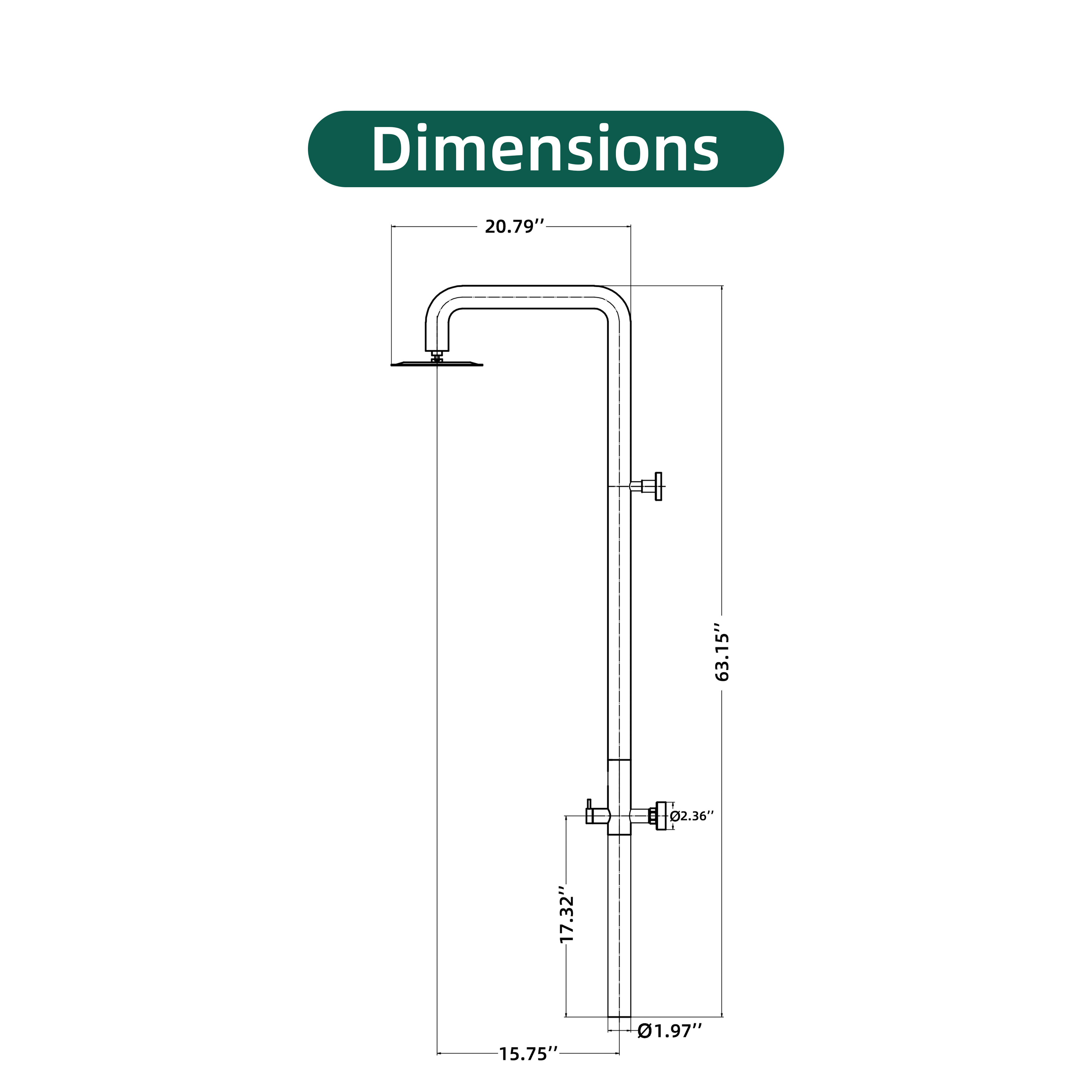 316 stainless steel wall-mounted Outdoor Shower with rain head