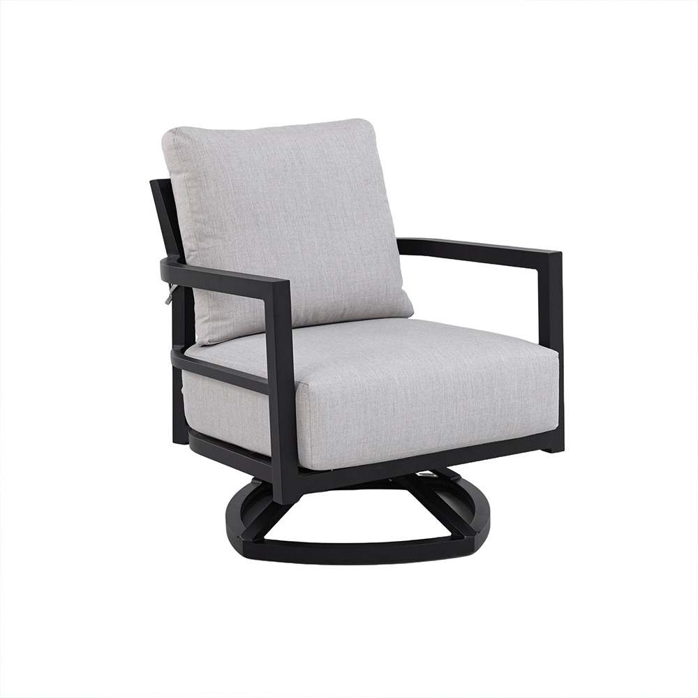 Modern Swivel Outdoor Lounge Chair with Beige Acrylic Durable Fabric
