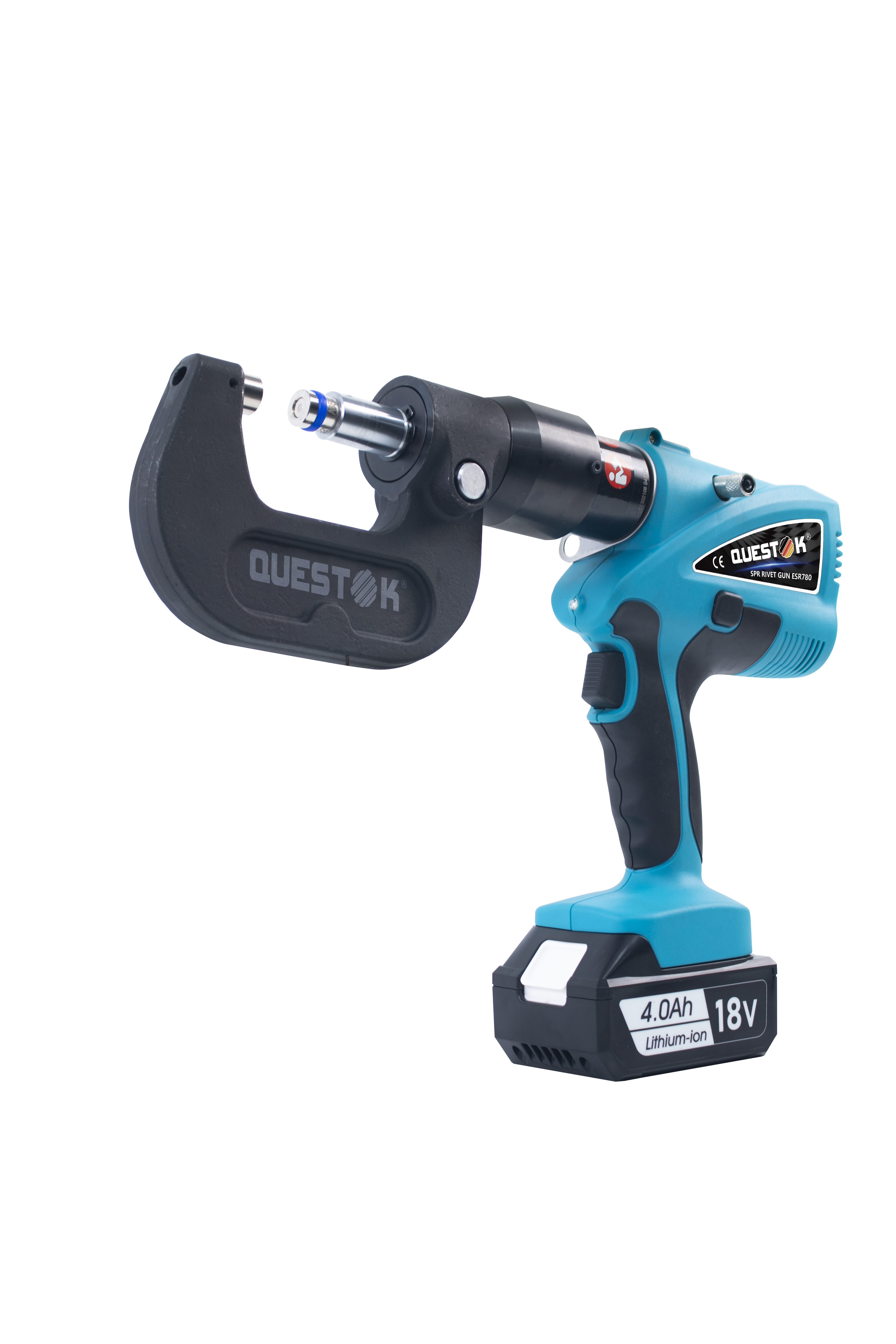 Battery-powered auto collision repair SPR riveting system with universal dies kit