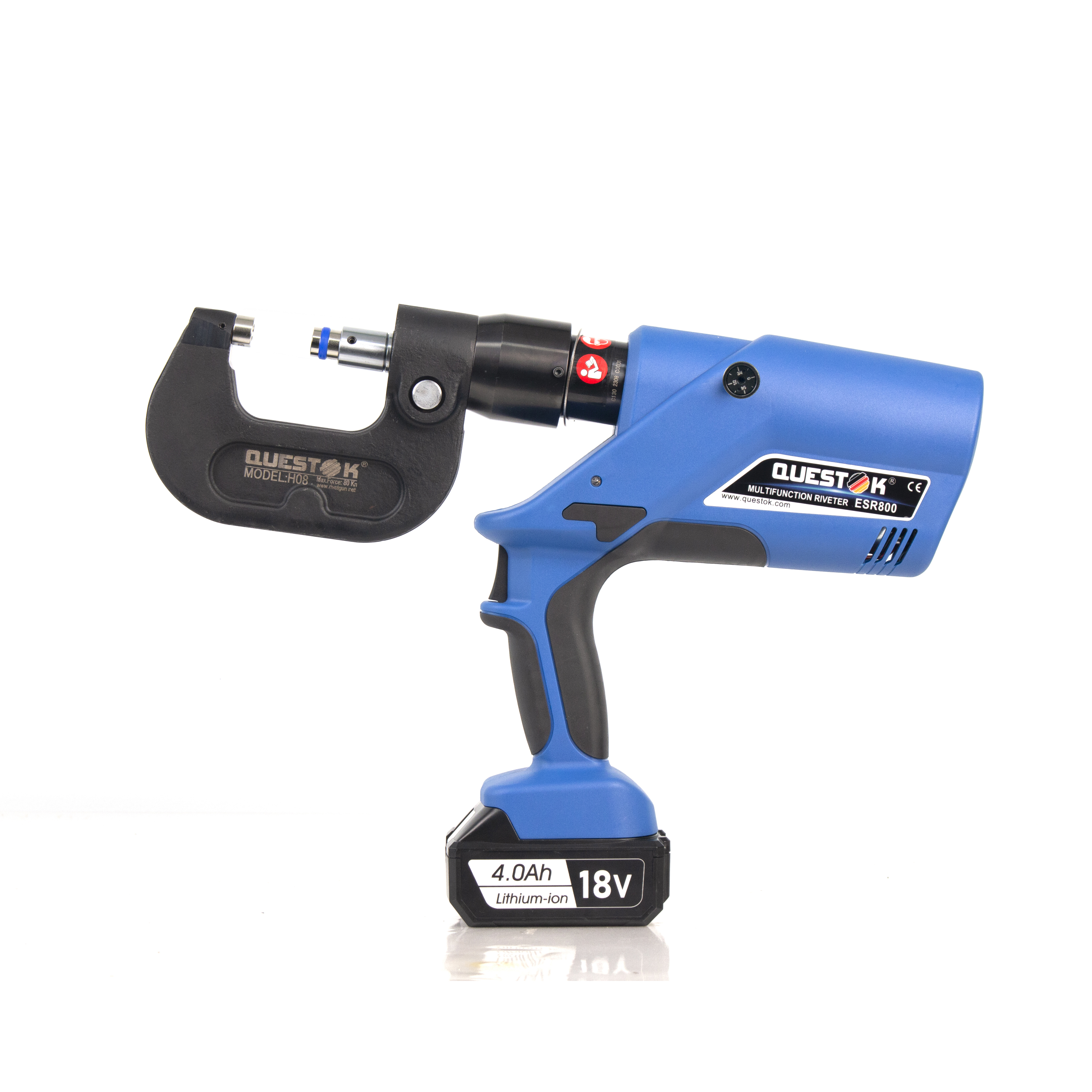 Self-piercing riveting gun with 30-60kN output pressure for aluminum auto body panels
