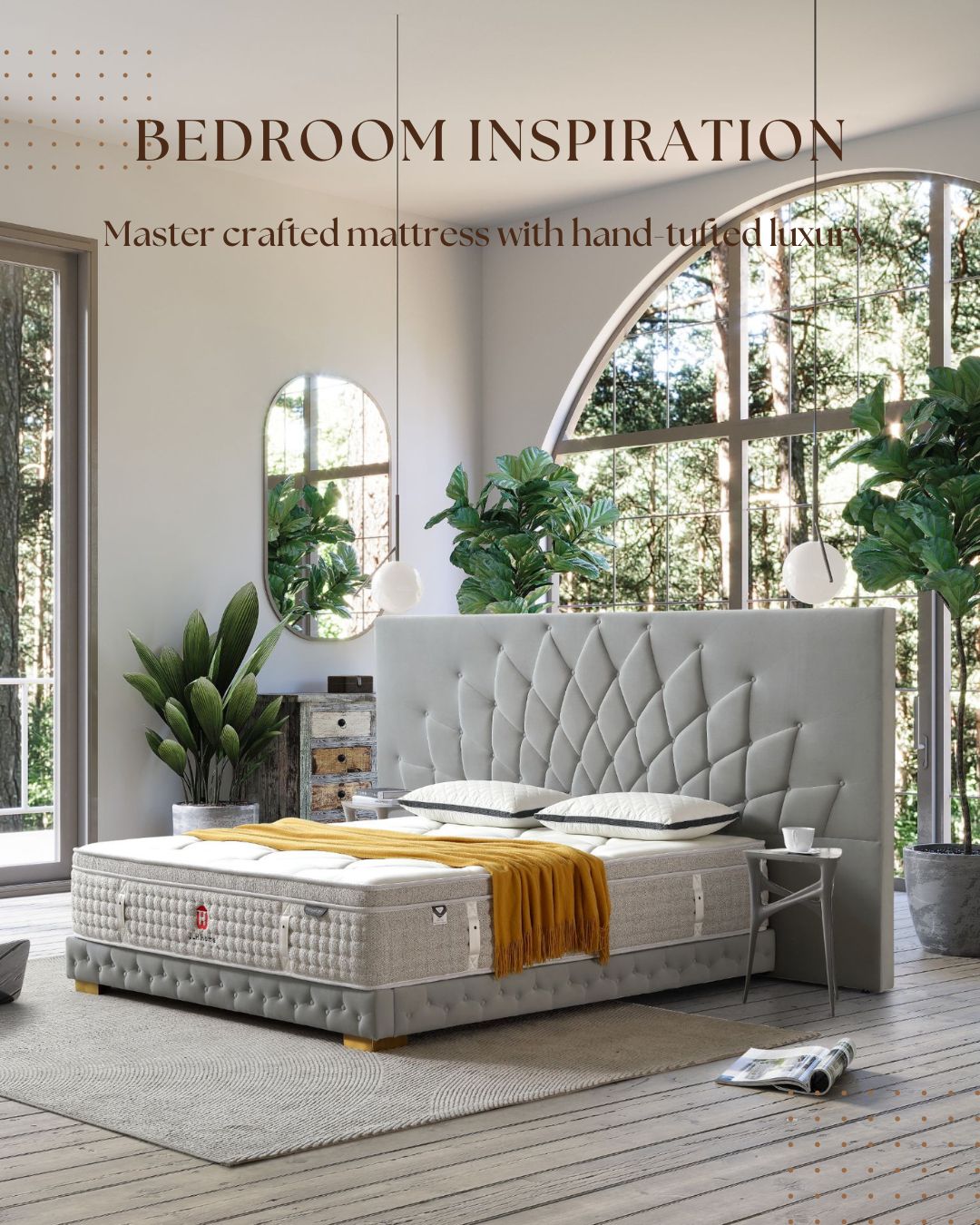 Customized upholstered bed frame with compliance certification