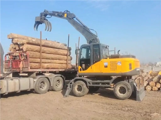 Wood Grapple Excavator BD110E side view showing grapple attachment